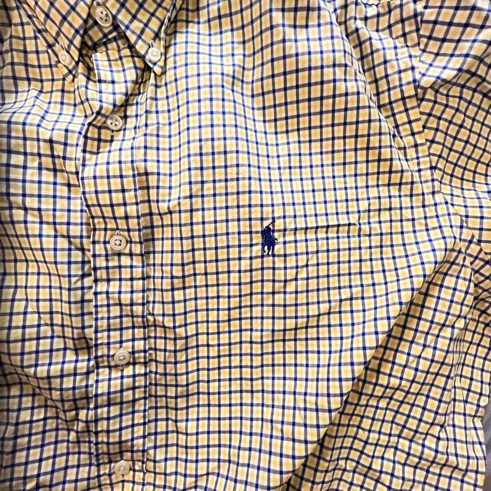 Polo Ralph Lauren Mens Short Sleeve Button Down Shirt Plaid Blue Yellow Size XXL - Picture 5 of 9
